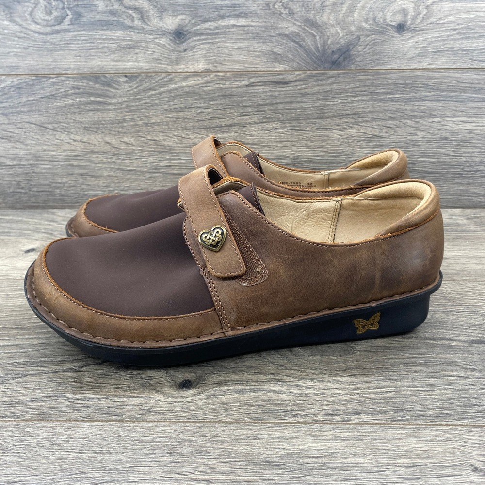 Alegria By PG Lite Mary Jane Shoes Brown Leather Comfort Flat Women's Size 10